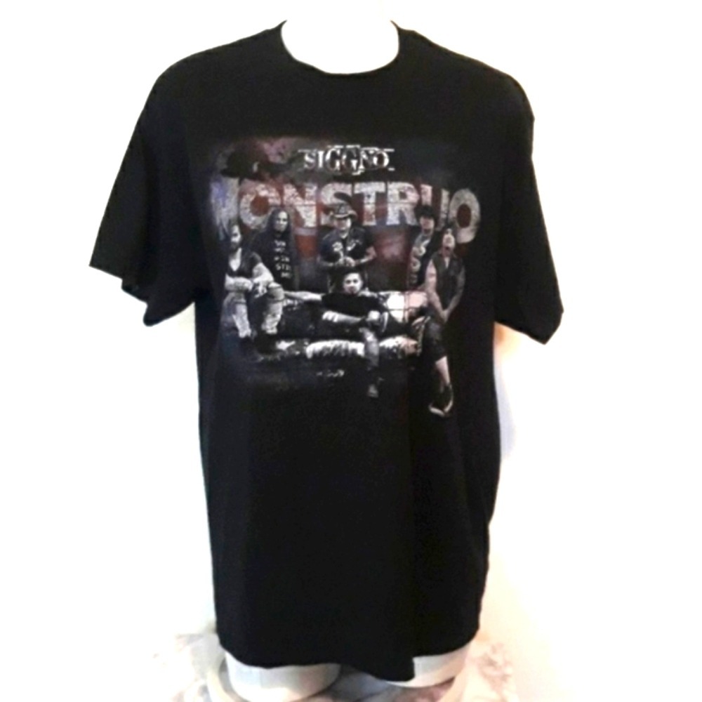Gildan Siggno Monstruo Band Graphic Tee Mens Large Black Tejano Music Shirt